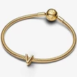 Kép 3/3 - Pandora arany "V" betű charm - 763968C00