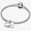 Kép 4/6 - Pandora Gravírozható szív nagyító dupla függő charm - 793671C00
