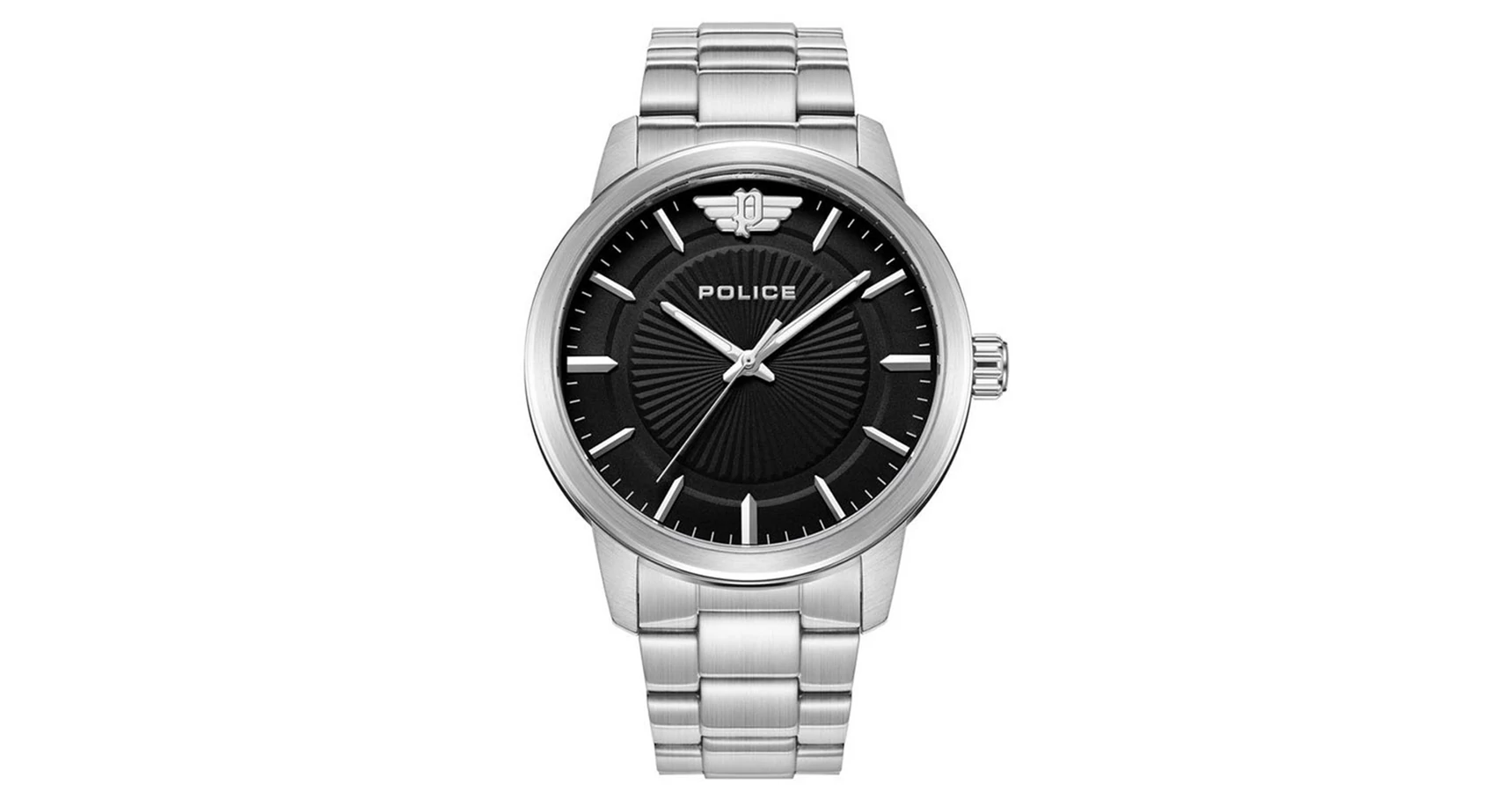 Police Orologio Da Uomo Modello RAHO PEWJG2227412, Quadrante Nero, Cassa 11 Mm, Bracciale In Acciaio Argento