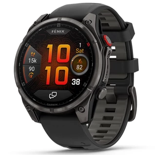 Garmin Fenix 8 Pro 47mm AMOLED Sapphire karbonszürke DLC Titanium fekete/szürke szilikon szíjjal (ED XD) - 010-03198-01
