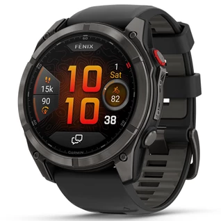 Garmin Fenix 8 Pro 51mm AMOLED Sapphire karbonszürke DLC Titanium fekete/szürke szilikon szíjjal (ED XD) - 010-03199-01