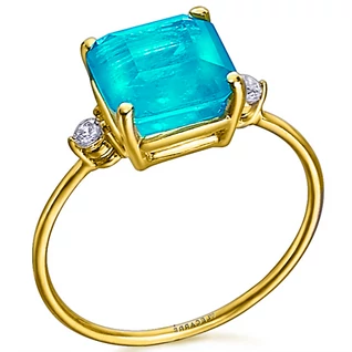 Le Carré 18 karátos sárga arany gyűrű fehér és kék topázzal  - GA143OA.13