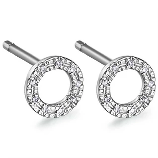 Le Carré 18 karátos fehér arany kör fülbevaló 0,036 ct gyémánttal - GB164OB.00