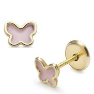 Lisa pillangó rózsaszín belsővel gyerek fülbevaló - JTAG-0303