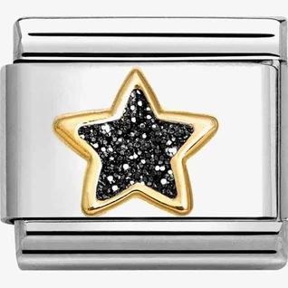 Nomination fekete glitter arany csillag charm - 030220/20 Nomination fekete glitter arany csillag charm - 030220/20
