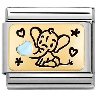 Nomination aranyozott elefánt kék szívvel ezüst charm - 030289/04 Nomination aranyozott elefánt kék szívvel ezüst charm - 030289/04