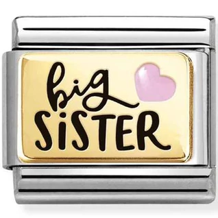 Nomination arany rózsaszín szíves "big SISTER" charm - 030289/05 Nomination arany rózsaszín szíves "big SISTER" charm - 030289/05