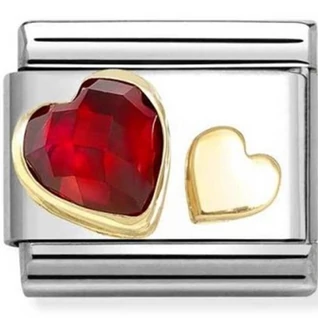Nomination ezüst sárga arany és piros cirkónia szívek charm  - 030613/05 Nomination ezüst sárga arany és piros cirkónia szívek charm  - 030613/05