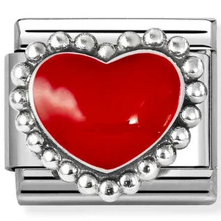 Nomination piros szív ezüst charm  - 330204/39