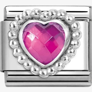 Nomination ezüst pink szív charm  - 330605/030