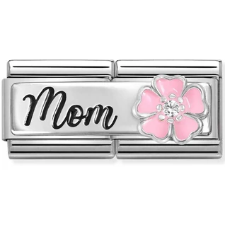 Nomination ezüst "Mom" rózsaszín virág dupla charm  - 330734/20 Nomination ezüst "Mom" rózsaszín virág dupla charm  - 330734/20