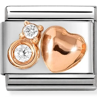 Nomination rozé arany szív és cirkónia ezüst charm  - 430305/51 Nomination rozé arany szív és cirkónia ezüst charm  - 430305/51