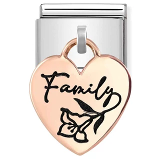 Nomination rozé szív függős "FAMILY" charm - 431803/04 Nomination rozé szív függős "FAMILY" charm - 431803/04