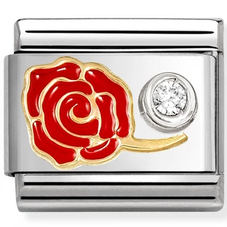 Nomination 18K arany rózsa és cirkónia kő ezüst charm  - 630302/06 Nomination 18K arany rózsa és cirkónia kő ezüst charm  - 630302/06