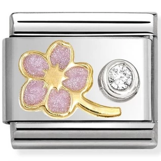 Nomination 18K arany rózsaszín glitter virág és cirkónia kő ezüst charm  - 630302/08 Nomination 18K arany rózsaszín glitter virág és cirkónia kő ezüst charm  - 630302/08