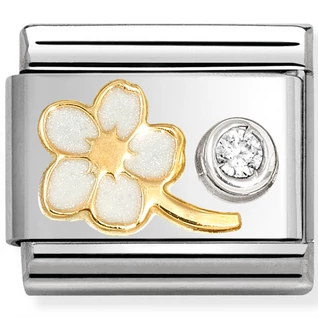 Nomination 18K arany fehér glitter virág és cirkónia kő ezüst charm  - 630302/10 Nomination 18K arany fehér glitter virág és cirkónia kő ezüst charm  - 630302/10