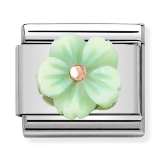 Nomination tenyésztett gyöngy zöld virág charm - 430510/10