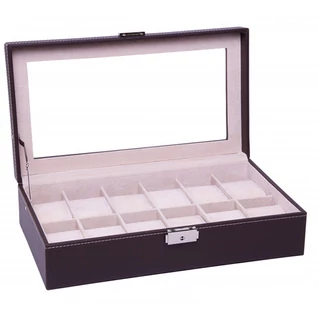 Óratartó doboz - barna színű bőr - 12 db órának
