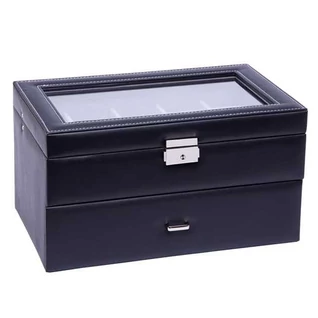 Óratartó doboz - fekete bőr - 20 db órának