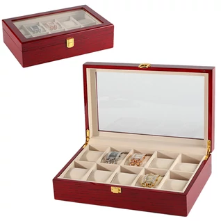 Óratartó doboz - lakkozott cseresznye színű fa - 10 db órának