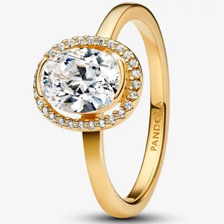 Pandora sárga arany ovális szikrázó glória gyűrű - 163802C01-48 Pandora sárga arany ovális szikrázó glória gyűrű - 163802C01-48