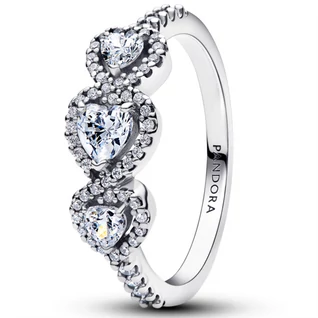 Pandora hármas szív ezüst gyűrű  - 194413C01-50