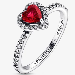 Pandora szikrázó piros kiemelt szív gyűrű - 198421C02-48