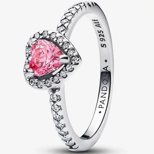Pandora kiemelt rózsaszín szív gyűrű - 198421C03-48