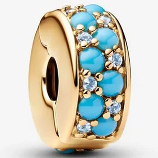 Pandora vízkék arany klip charm - 763902C01