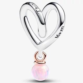 Pandora kéttónusú körülölelő szív opál függő - 783242C01