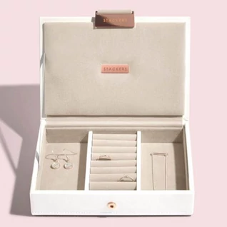 Stackers fehér színű mini fedeles ékszerdoboz - 73542