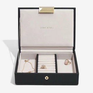 Stackers fekete színű mini fedeles ékszerdoboz - 75466