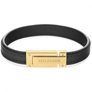 Tommy Hilfiger arany csatos fekete bőr férfi karkötő - 2790561