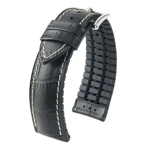 Hirsch fekete borjú bőr/ kaucsuk óraszíj  20mm - George L - 0925128050-2-20