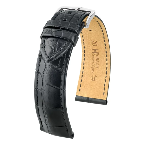 Hirsch fekete aligátor bőr óraszíj  22mm - Genuine Alligator L - 10220759-2-22