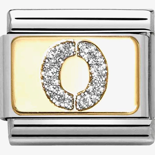 Nomination arany glitter O betű charm - 030291/15