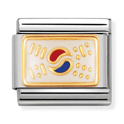 Nomination arany koreai zászló charm - 030236/02