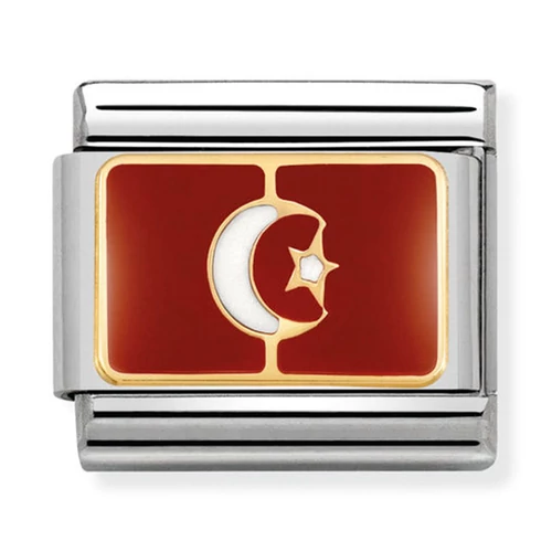 Nomination arany tunéziai zászló charm - 030237/15