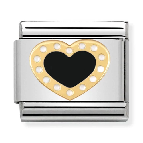 Nomination fekete szív charm - 030283/02