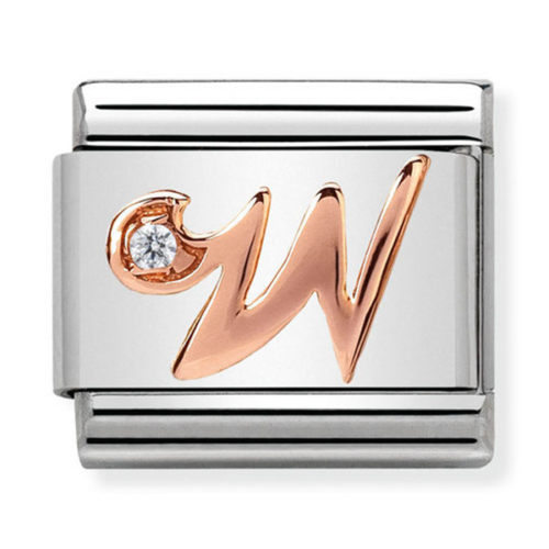 Nomination rozé arany 'W' betű charm - 430310/23