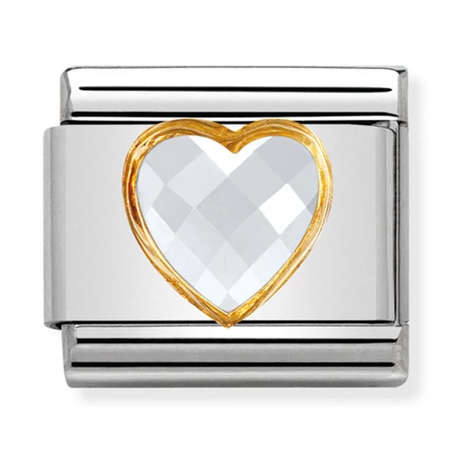 Nomination fehér szív charm - 030610/010