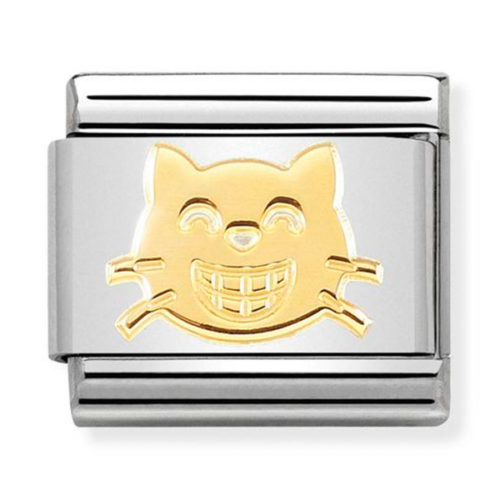 Nomination arany nevető cica charm - 030162/52