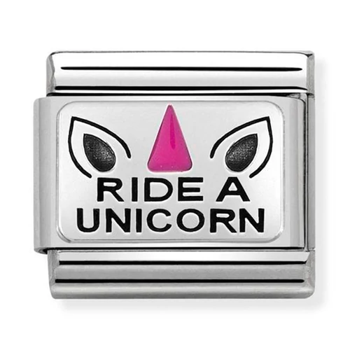 Nomination ezüst 'Ride a unicorn' charm - 330208/21