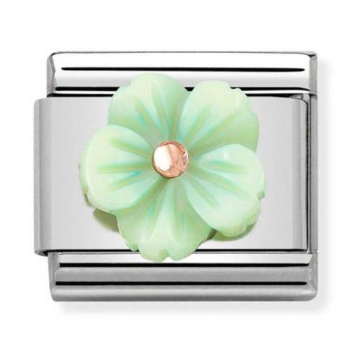 Nomination tenyésztett gyöngy zöld virág charm - 430510/10