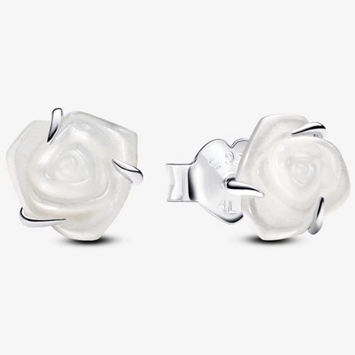 Pandora virágzó fehér rózsa fülbevaló - 293209C01