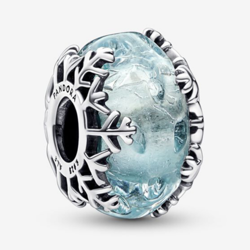 Pandora jégkék hóhelyhes muránói üveg charm - 792377C00