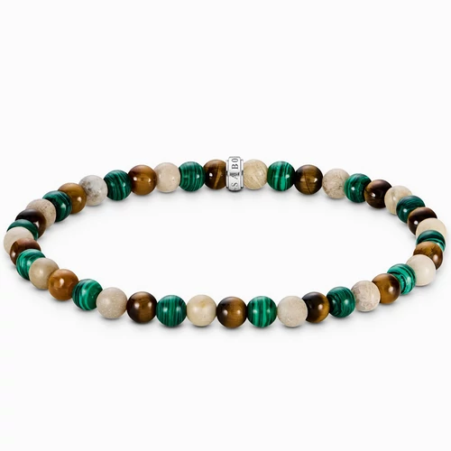 Thomas Sabo 5 mm barna és zöld gyöngyös unisex karkötő - A2183-468-7-L17