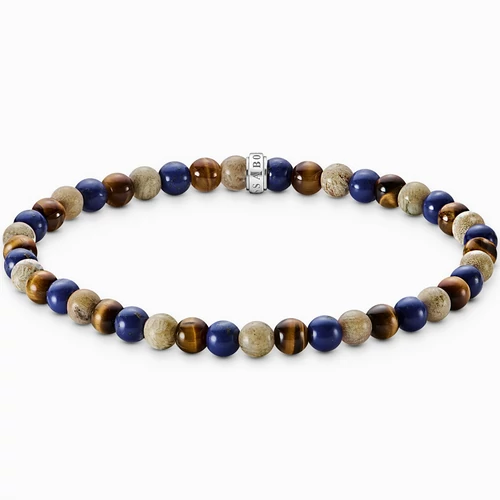 Thomas Sabo 5 mm barna és kék gyöngyös unisex karkötő - A2183-531-7-L17