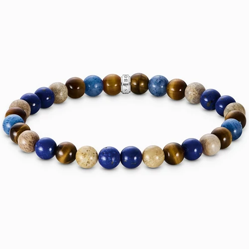 Thomas Sabo 7 mm barna és kék gyöngyös unisex karkötő - A2193-926-7-L17