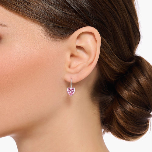Thomas Sabo ezüst fülbevaló rózsaszín szív cirkóniával - H2288-051-9 Thomas Sabo ezüst fülbevaló rózsaszín szív cirkóniával - H2288-051-9